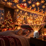 360° Rotating Christmas LED Projector Lamp – USB Rechargeable 5D Holographic Night Light with Snowman, Reindeer & Snowflake Scenes — thumbnail 5
