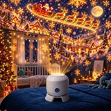 360° Rotating Christmas LED Projector Lamp – USB Rechargeable 5D Holographic Night Light with Snowman, Reindeer & Snowflake Scenes — thumbnail 1